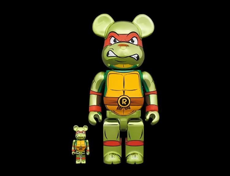 Bearbrick x Teenage Mutant Ninja Turtles Raphael Chrome 100% & 400% Set