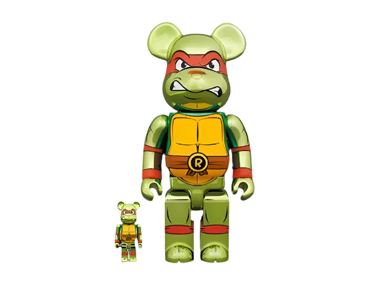 Bearbrick x Teenage Mutant Ninja Turtles Raphael Chrome 100% & 400% Set